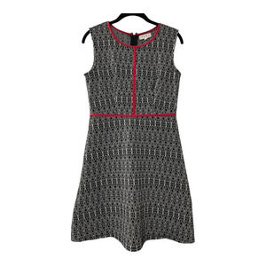 THML Black White Business Work Red Accents Back Zipper Fitted Dress Size S